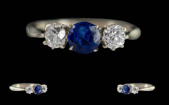 Ladies - Fine Quality Platinum 3 Stone Diamond Set Ring. Marked Platinum to Interior of Shank.