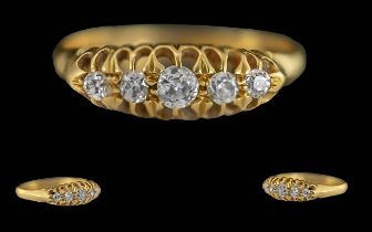 Edwardian Period 1902 - 1910 Ladies 18ct Gold 5 Stone Diamond Set Ring,