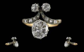 Victorian Period 1837 - 1901 Ladies Fine Quality 12ct Gold Diamond Set Ring - Pleasing Design.