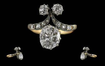 Victorian Period 1837 - 1901 Ladies Fine Quality 12ct Gold Diamond Set Ring - Pleasing Design.