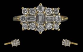 Ladies Quality 18ct Gold Brilliant and Baguette Cut Diamond Set Dress Ring.