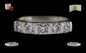 ' Hearts of Fire ' Excellent Quality 18ct White Gold 5 Stone Diamond Set Dress Ring.