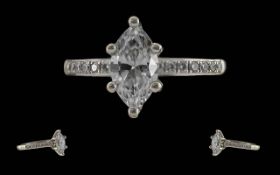 Ladies Excellent 18ct White Gold Diamond Set Dress Ring, Marked 18ct to Shank.