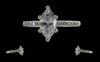 Ladies Excellent 18ct White Gold Diamond Set Dress Ring, Marked 18ct to Shank.