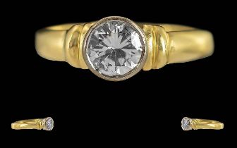 Ladies - Pleasing 18ct Gold Single Stone Diamond Set Ring. Marked 18ct to Shank.