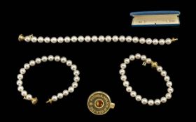 Mikimoto Signed 18ct Gold Ladies Cultured Pearl Bracelet, Marked 750 and Signed Mikimoto,