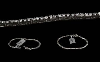 Ladies - Superb Platinum Diamond Set Line Bracelet, Marked 950 Platinum.