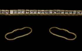 Ladies Excellent 18ct Gold Diamond Set Line Bracelet. Marked 750 - 18ct.