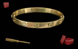 Cartier Ladies 18ct Gold Bangle (Love) With Key - Superb Condition.