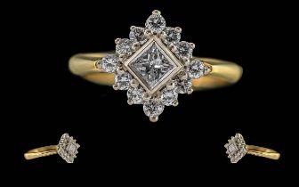 Ladies - Pleasing 18ct Gold Diamond Set Dress Ring. Marked 750 - 18ct to Shank.