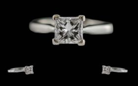 Ladies - Quality Platinum Single Stone Diamond Set Ring, Marked Platinum 950 to Interior of Shank.