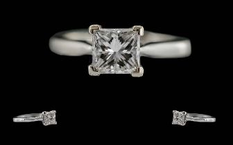 Ladies - Quality Platinum Single Stone Diamond Set Ring, Marked Platinum 950 to Interior of Shank.
