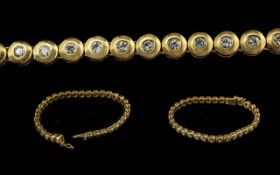 Ladies - Excellent Quality 18ct Gold Diamond Set Line Bracelet, Marked 750 - 18ct.
