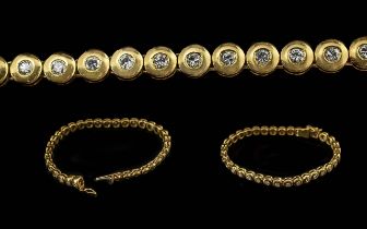 Ladies - Excellent Quality 18ct Gold Diamond Set Line Bracelet, Marked 750 - 18ct.