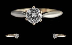 Ladies 18ct White Gold Single Stone Diamond Set Ring, Gold Mark to Interior of Shank.