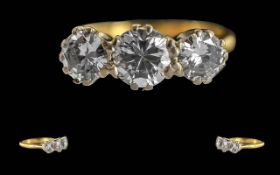 Ladies - Pleasing Quality 18ct Gold 3 Stone Diamond Set Ring. Marked 18ct to Interior of Shank.