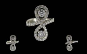Ladies 18ct White Gold Superior Diamond Set Dress Ring. Marked 750 - 18ct to Shank.