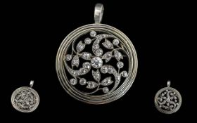 Ladies Edwardian Period 1902 - 1910 Stunning Quality 18ct White Gold Platinum Diamond Set Brooch -