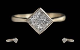 Ladies 18ct White Gold Diamond Set Dress Ring, Marked 18ct to Interior of Shank.