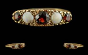 Ladies 9ct Gold Opal / Garnet Set Ring,