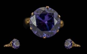Ladies 14ct Gold Single Stone Star Ameth