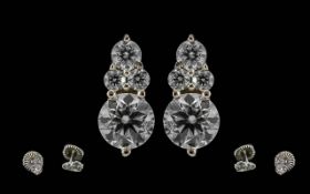 Ladies Pair of Ladies 18ct Gold Diamond