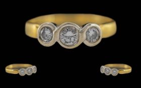 Ladies - Attractive 18ct Gold 3 Stone Di
