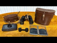 Pair of Super Lumina Binoculars, in leat
