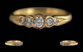 Ladies 18ct Gold 5 Stone Diamond Set Rin