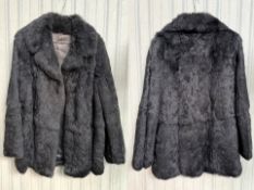 Ladies Charcoal Black Coney Fur Jacket,