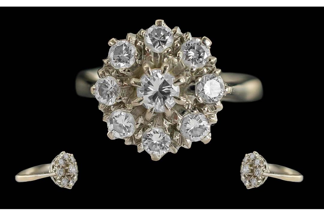 Ladies 18ct White Gold Diamond Set Clust