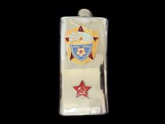 Russian Hip Flask, with insignia to fron