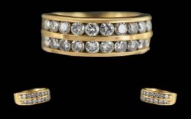 Ladies Pleasing 14ct Gold Two Row Channe