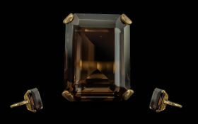 Ladies 9ct Gold Large Single Stone Smoky