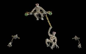 Modern Novelty Brooch, depicting two mon