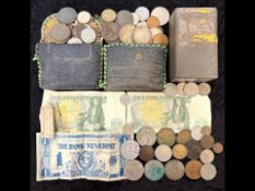 An Old Purse, together with an old tin c