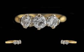 Ladies 18ct Gold 3 Stone Diamond Set Rin