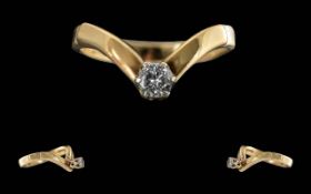 Ladies 9ct Gold Diamond Set Wishbone Rin
