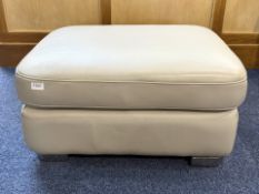 Cream Leather Footstool. Height 14