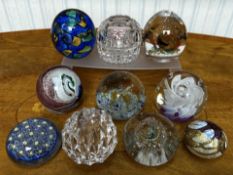 Collection of Ten Glass Paperweights, mo