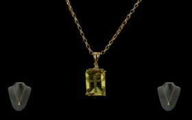 Ladies 9ct Gold Gem Set Pendant Attached