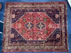 Red Wool Aztec Pattern Carpet/Rug, centr