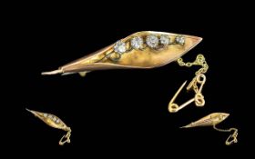 Antique Ladies 9ct Gold & Diamond Set Br
