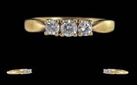 Ladies 18ct Gold 3 Stone Diamond Set Rin