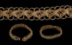 Ladies Attractive 10ct Gold Fancy Lacework Bracelet, Marked 10ct. Excellent Design. Length 7.5