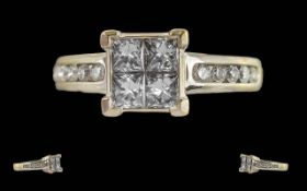 Ladies - Pleasing 18ct White Gold Diamond Set Dress Ring, Full Hallmark to Interior of Shank. The