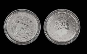 Elizabeth II Royal Mint Robin Hood 1 oz Fine Silver Coin - Date 2021. Purity 999. In Capsule, Mint