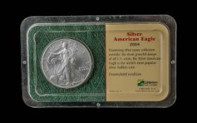 United States of America U.S Mint Liberty Walking One Oz Silver American Eagle Coin - Date 2004.