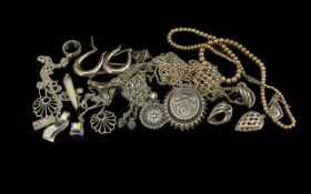 Collection of Sterling Silver Jewellery, Includes Earrings, Necklaces, Pendants, Bracelets, Pearls