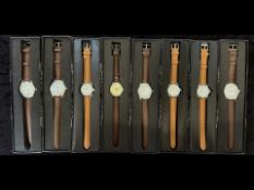 Box of Eight Assorted Fashion Wristwatches, leather straps, all as new in boxes.